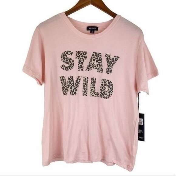 Wildfox STAY WILD Distressed Leopard Keke Shirt - Picture 1 of 7